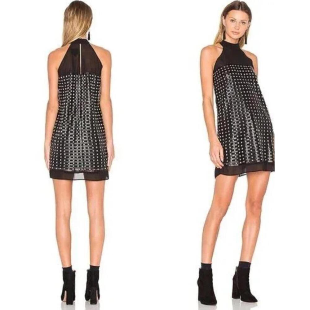 NBD X Revolve Roman Dress Black Beaded Sleeveless Mini Cocktail Size 4